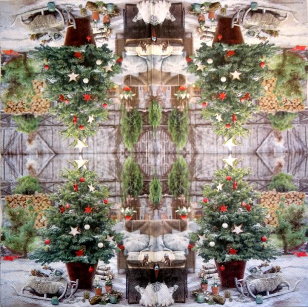 195 Weihnachten Blumen - 3-lagig (rot) - Ihr